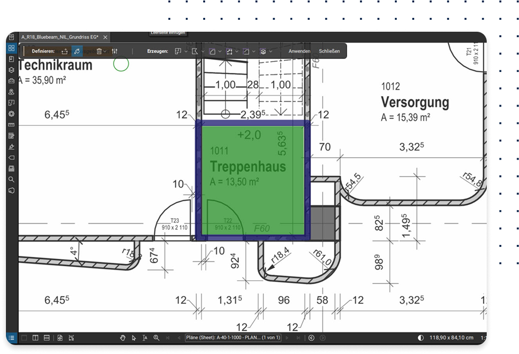 Screenshot of a measurement markup in Revu