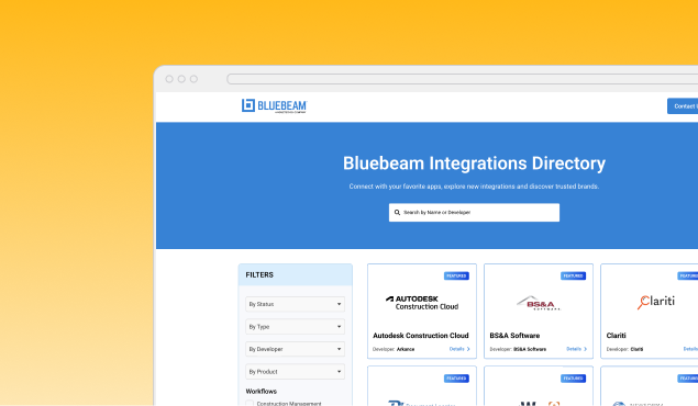Screenshot of the Bluebeam Integrations Directory